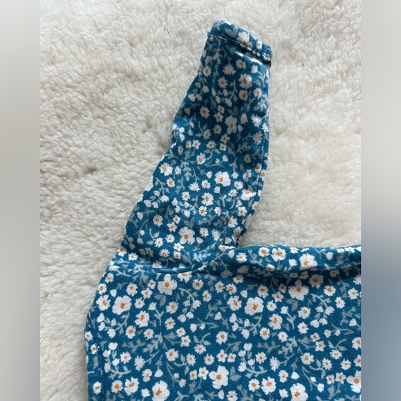 3M Carter’s footie zip pajamas, blue with white flowers - Picture 10 of 11